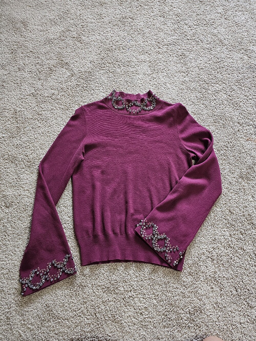 Ann Taylor Embellished Plum Women's Sweater